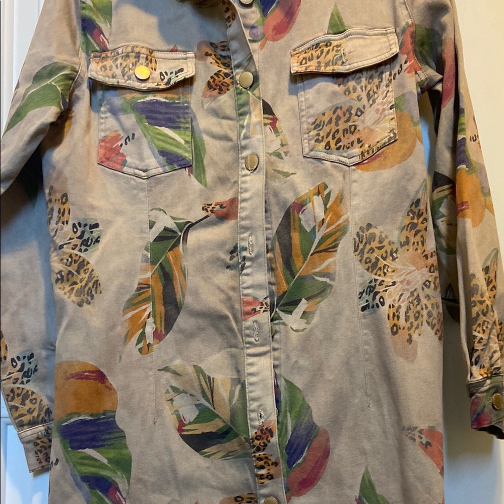 Colorful Leaf and Leopard Print Jacket